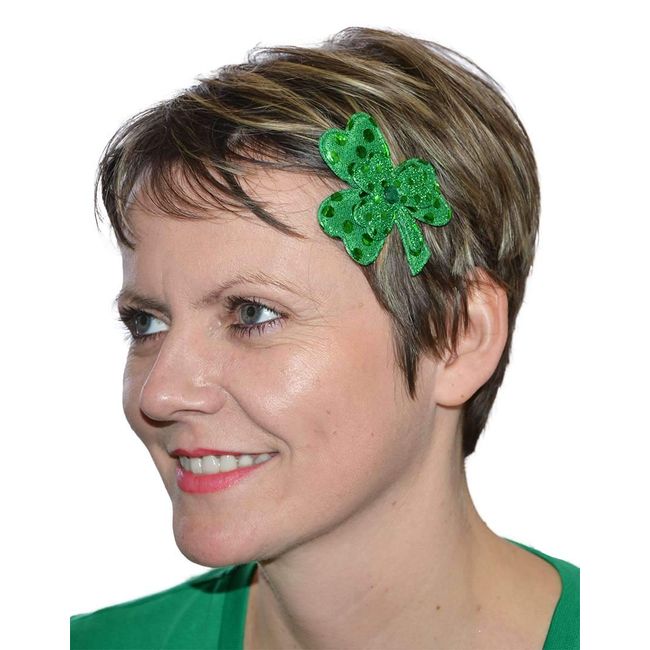 Carrolls Irish Gifts St. Patrick's Day Sequin Shamrock Hair Clips (2 Per Pack) Green