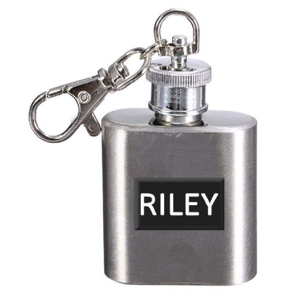 Name Hip Flask 1oz Personalised Keyring 1oz Riley