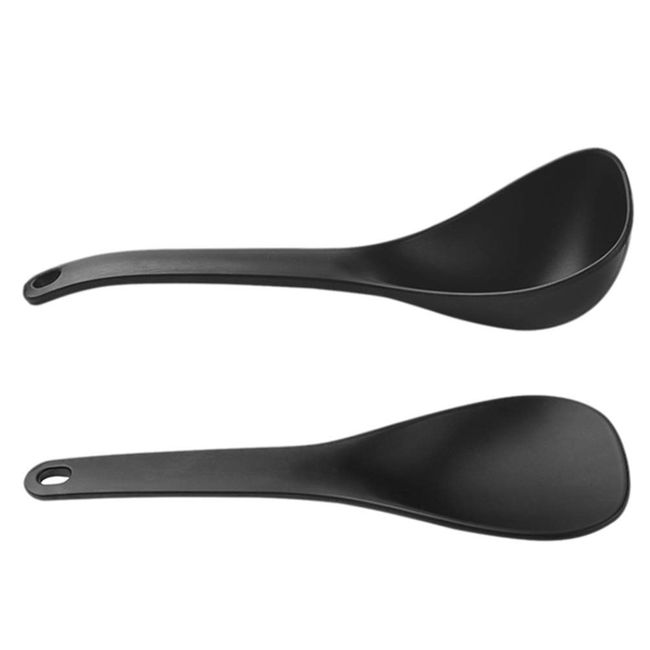 DOITOOL 2Pcs Rice Paddle Spoon Soup Spoon Non Stick Rice Scooper, Rice Spatula, Rice Spoon Paddle, Rice Cooker Spoon Works for Rice, Mashed Potato (Black)