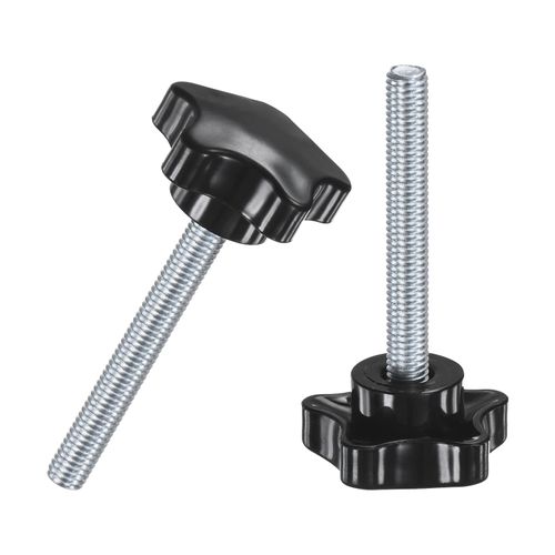 M METERXITY 2-Pack Star Clamping Knobs, M8x60mm Male Thread Hand Tightening Screw for Machinery/Electronic/Furniture/Umbrella Base, Machine Handle Replacement [39mm, Black]