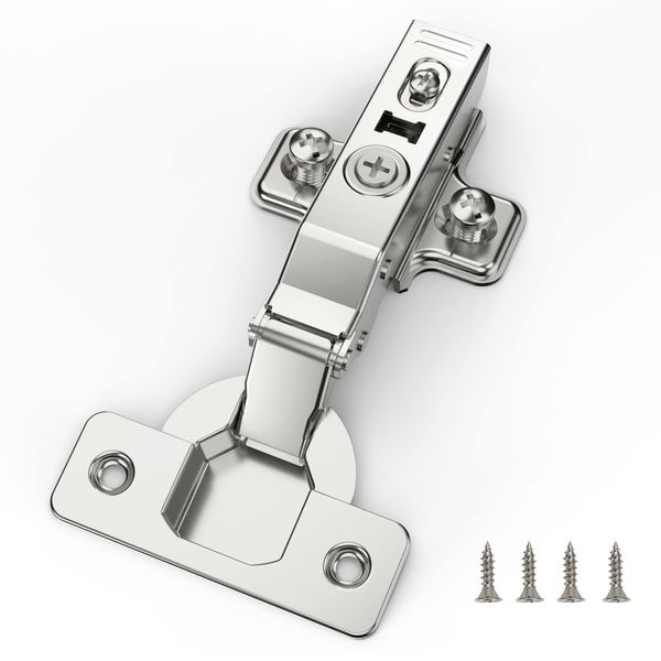 Furniware 2 pcs Soft Close Cabinet Hinge,110 Degree Full Overlay Kitchen Door Hinge,35mm Concealed Kitchen Cabinet Hinges Cabinet Door Plate with Screws