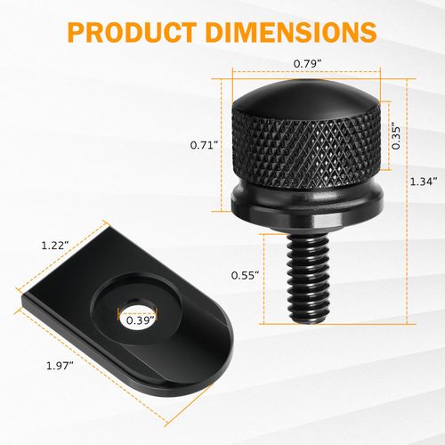 PBYMT Rear Seat Bolt Quick Release Seat Tab Cover Screws Hardware Kit Compatible for Harley Road King Street Electra Glide Dyna Softail 1997-2024