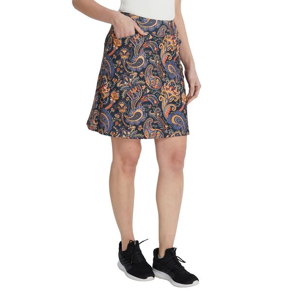 Westkun Damen Skort Knielang Wanderrock Hosenrock Tennisrock Sommer Golfrock Tennis Skort für Sommer Outdoor Wandern Laufen Farbiges Paisley XL