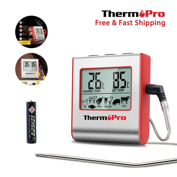 Digital Cooking Meat Thermometer & Clock Timer Food Steak Oven Smoker BBQ Grill