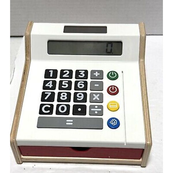 Ikea Wooden Plastic Kids Play Till Cash Register Solar Calculator EUC