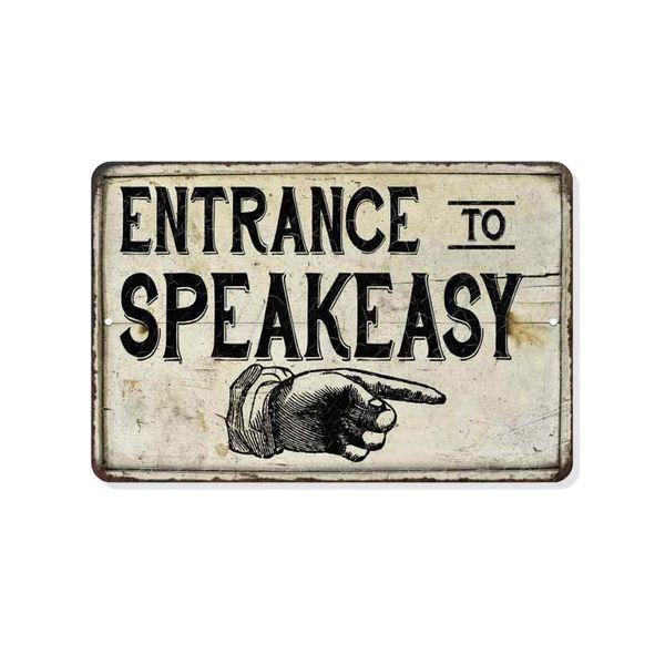 Chico Creek Signs Entrance to Speakeasy Sign Decor Speak Easy Signs Great Gatsby Prohibition Decorations Rustic Farmhouse Roaring 20s 1920s Mugshot Wall Art Tin Metal 8 x 12 High Gloss 208120020151