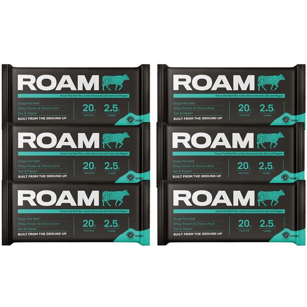 ROAM Natural Protein Bars, Meal Replacement Keto Bars, 12 x 45g Beef Bar & Healthy Snacks, Ideal For Carnivore Diet, Gluten Free Keto Sticks (Original,12 x 45g Bars)