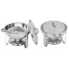 2 Pack 5 Quart Stainless Steel Round Chafing Dishes Full Size Buffet Catering