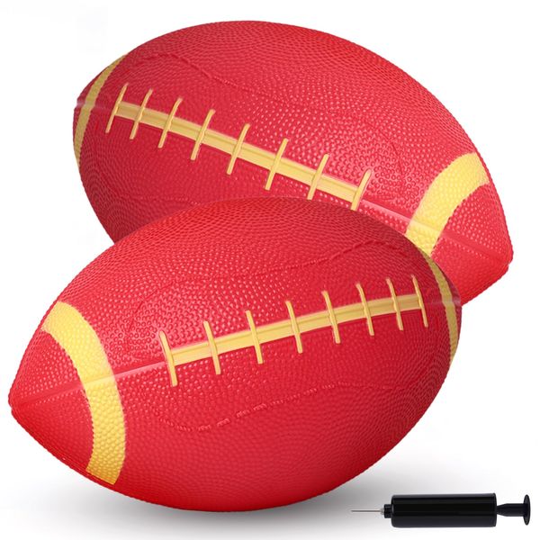 LovesTown 2 PCS Inflatable Footballs, 8.5 Inches Rubber Football Durable Practice Footballs, for Indoor & Outdoor Sports Games, Birthday Party Decorations