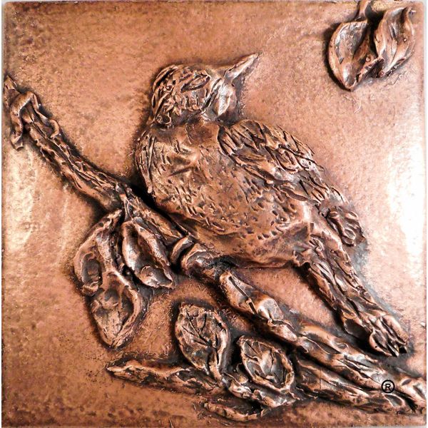 Bird 6"x6" Wall Tile (Copper) by Metal Tile Arts Manufacturing