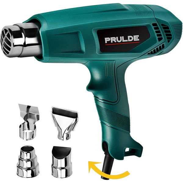 PRULDE Heat Gun Kit, Hot Air Gun Variable Temperature 400℃-600℃, Heatgun Dual Temp Settings with 4 Nozzles for Crafts, Shrink PVC/Tubing, Paint Removing