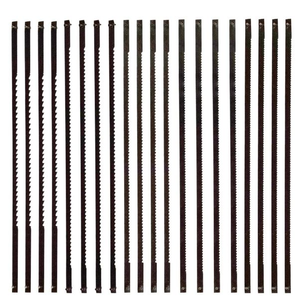 Scroll Saw Blades Pinned, 20 Pcs 10/14/ 18/21/24 Tooth 130mm 5 Inch Fret Saw Coping Saw Blades, Scroll Saw Blade with Cross Pin for Woodworking Small Workshops Sawing Wood/Plastic/Foam/Soft Metals