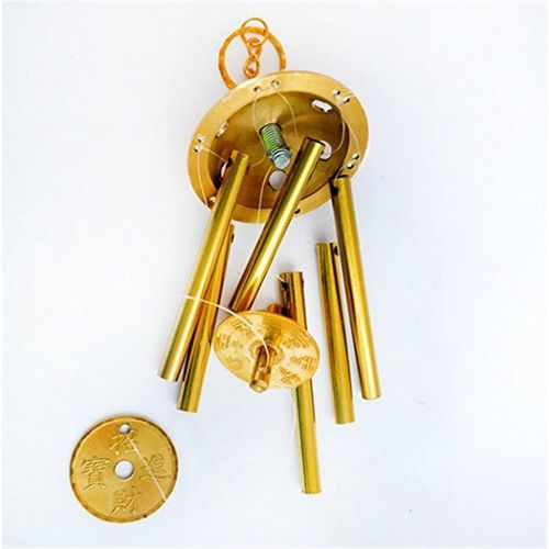 Feng Shui Brass 6 Rod Wind Chimes Wind Chimes Good Luck 福運 鎮宅 fuckload of Sun Canopy Brass Amulet J2004