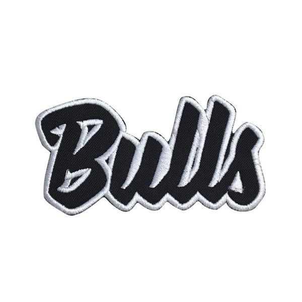 (2" x 4") Bulls - Black/White Embroidered Iron on Patch