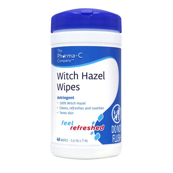 100% Witch Hazel Wipes (1 canister, 40 wipes) Toner & Astringent Cleansing Cloths