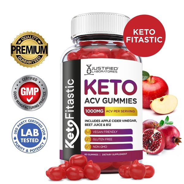 Ketofitastic Keto ACV Gummies 1000MG Apple Cider Vinegar 60 Gummys