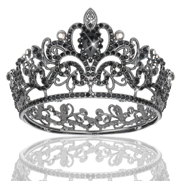 Wecoe Small Black Crown Tiara For Girls Flower Bouquets Accessories Mini Crown Birthday Girl Princess Crown Cake Decorations Wedding Flower Girl Hair Accessories Ornaments Gifts