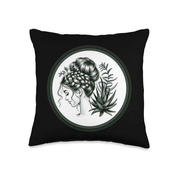 Crazy Aloe Vera Lady Throw Pillow