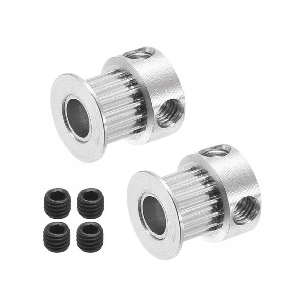 uxcell Timing Pulley 16 Teeth Aluminum Synchronous Wheel Silver 3D Printer Belt Bore Diameter 6mm for CNC Machines 2pcs