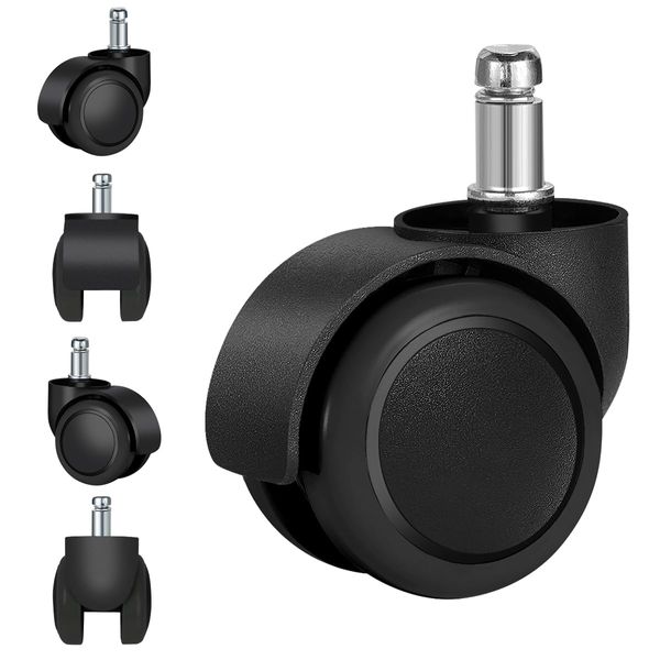 Polyurethane Casters (Set of 5) Office Chair Caster Wheels (Grey-10MM)
