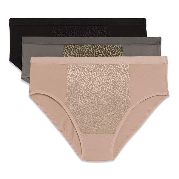 Warner's womens Blissful Benefits Tummy-smoothing Comfort Microfiber 3-pack Ru5023w Hipster Panties, Stone/Toasted Almond/Black, Medium US