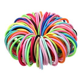 100pcs Random Colored Elastics Bands Hair Ties, Non-Disposable