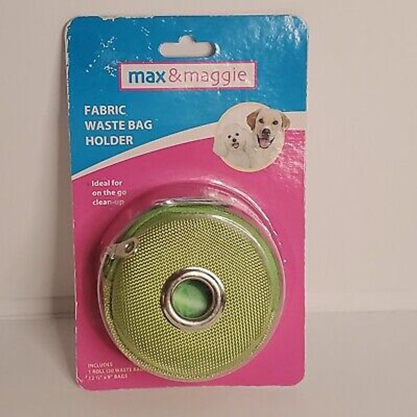 Max and Maggie Fabric Waste Bag Holders, Dog Poop Bag Holder, Green