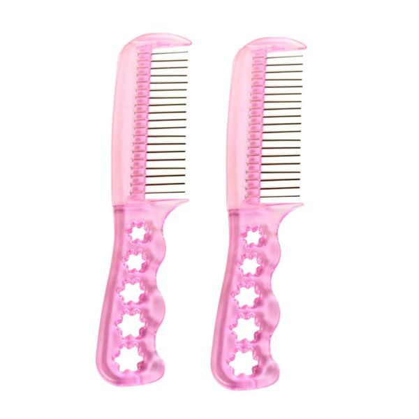 DIKACA 2pcs Comb Hair Picks for Curly Hair Wig Doll Wire Brush Doll Hairbrush Hair Wire Brush Doll Hair Brush Hair Extension Brush Plastic Steel Teeth Anti-static Women's