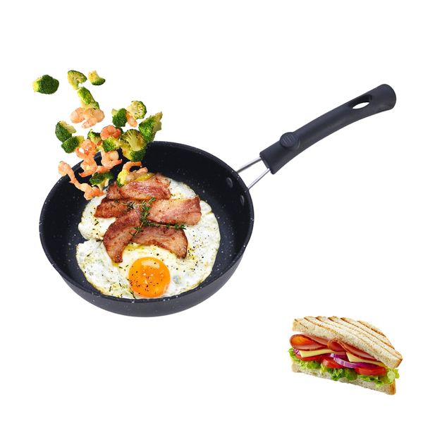 Yootiko Mini Pfanne 12cm,Kleine Pfanne Antihaft Mit Hitzebeständig Griff,Induktions Pfannen Mini Bratpfanne Eierpfanne Antihaftbeschichtung Spiegeleipfanne für Eiern,Speck, Schinkenscheiben,Steaks
