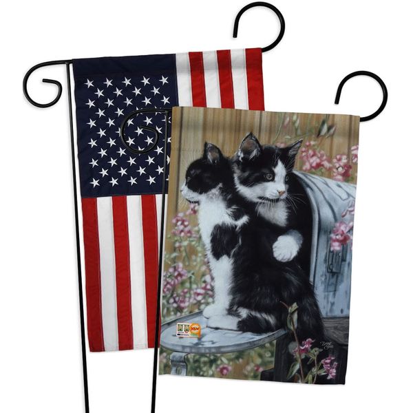 Breeze Decor Tuxedo Cat Garden Flag Pack Kitten Meow Spoiled Paw Fur Pet Nature Farm Animal Creature Applique House Decoration Banner Small Yard Gift Double-Sided, Made in USA