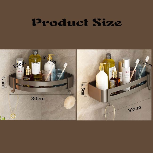 Bathroom Corner Shelf Wall Mounted, No Drilling Storage Rack For Washroom,  Shower, Toilet, Sink