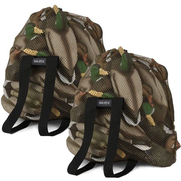 GearOZ Mesh Decoy Bag 30"x32", 2-Pack Duck Decoy Bag for Goose Turkey Waterfowl, Duck Hunting Gear Decoy Backpack Light Weight Blind Bag with Adjustable Shoulder Straps