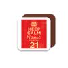 MUGGZ - Personalised - Coaster - 21st Birthday Gift - Keep Calm Design - Red