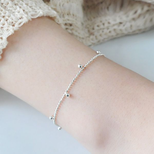 Silver 925 drop layered silver ball bracelet