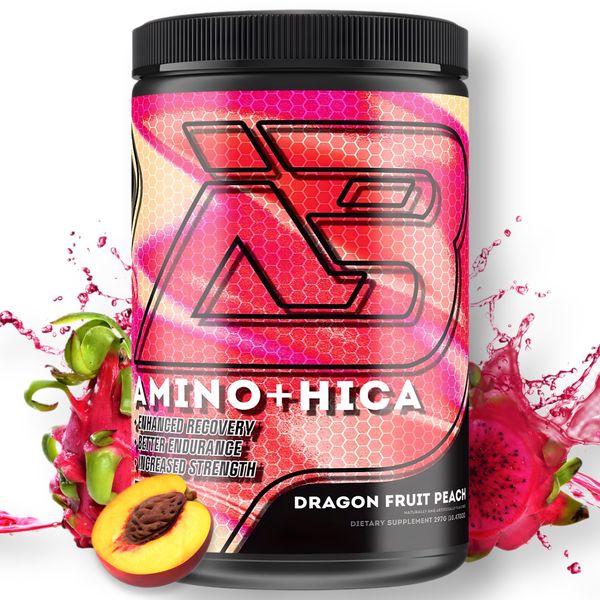 Boneafide Nutrition Amino + HICA EAA Supplement | Enhanced Recovery, Better Endurance, Increased Strength, Energy, Hydration | Bcaa, Electrolytes, Leucine, Powder, 30 Servings (Dragon Fruit Peach)