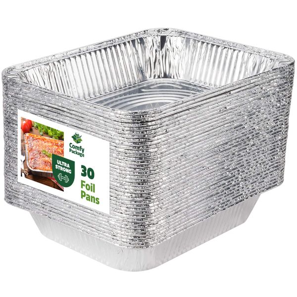 Comfy Package [30 Count] 9 x 13 Aluminum Foil Pans Half Size Deep Steam Table Pans