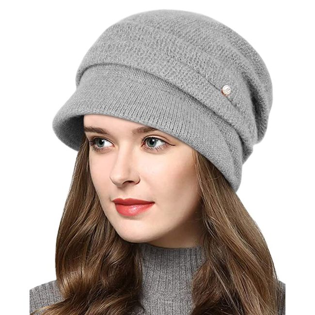 Wantonfy Damen Strickmütze Mütze Winter Warme Beanie Wintermütze Schirmmütze Hüte Mützen Caps für Damen