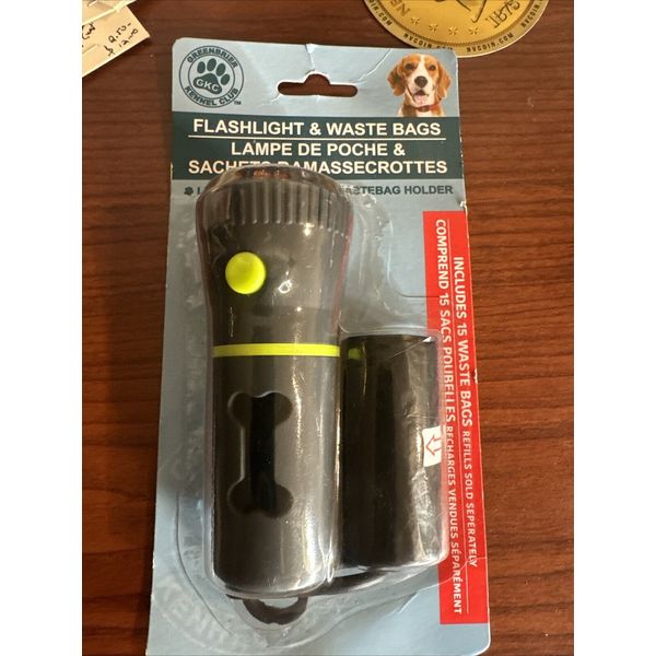 Pet Waste Bag Dispenser LED Flashlight + Disposable Dog Poop Bags Black.