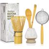  5 Pcs Bamboo Matcha Whisk Set,Powder Starter Sifter,Basic Matcha Tea Making Kit