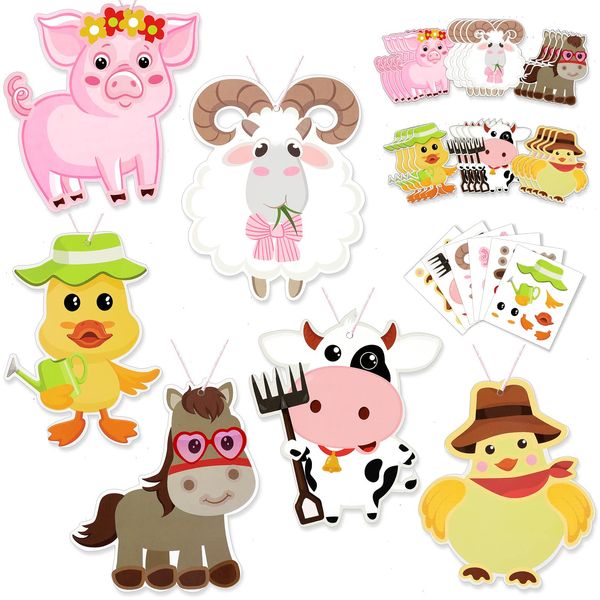 Sureio 24 Set Farm Animal Craft Kits DIY Farm Craft for Kids Farm Animal Craft Make Your Own Animal Simple Animal Crafts for Boys Girls Party Favors Decoration Rewards Home Class Game Activities