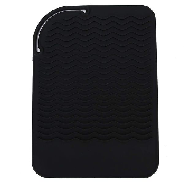 Silicone Hair Straightener Heat Resistant Cover Wrap Travel Non-Slip Mat for Hair Curler (Black)