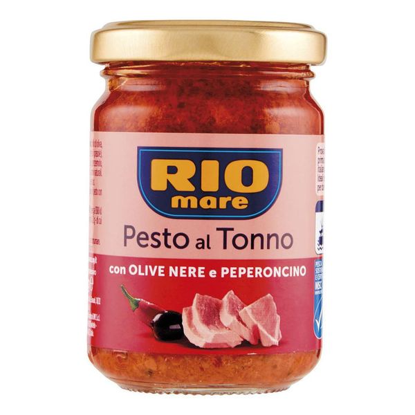 German Direct Purchase Rio Mare Pesto with Black Olives and Chili Al Tonno Cone Olive Neri Peperoncino Tuna Pesto 130g, quantity, see details