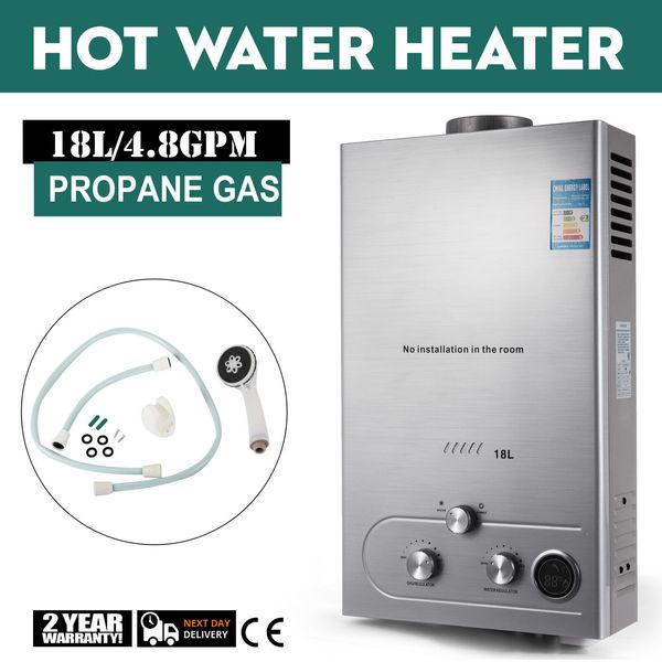 18L 5GPM Propane Gas Hot Water Heater LPG Instant Tankless Boiler w/Shower Kit