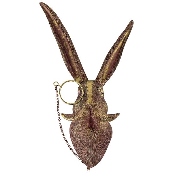 GALER 3D Rabbit Head Wall Art Mount Ornament, Animal Heads for Hanging Sculptures, Small Metal Resin Decor Waterproof Bronzed Decorations Home (Rabbit), 25*14.5*4.5cm