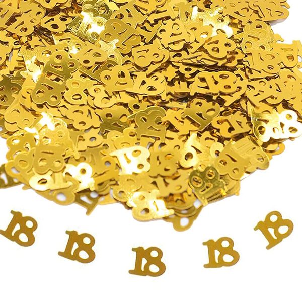 18th Birthday Confetti Probuk 15g Foil Metallic Glitz Sequins Confetti,Gold Table Scatter Sprinkles,Age Bday Party Decorations Supplies for Wedding Birthday Party Anniversary