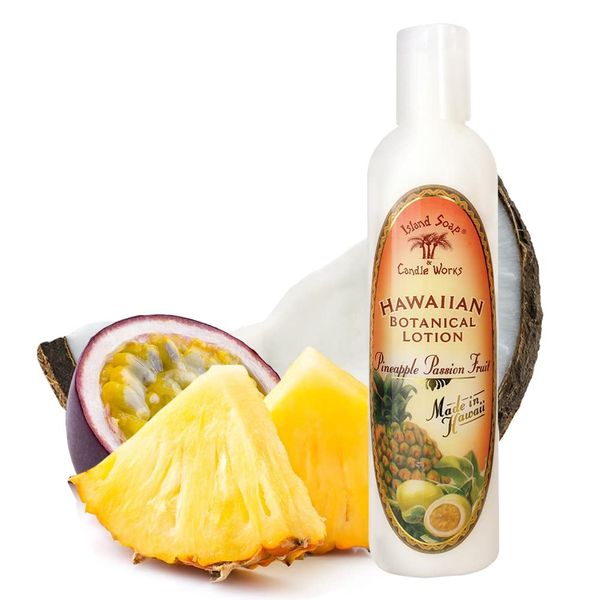 Island Soap and Candle Works Pineapple Scented Body Lotion for Men and Women, Paraben Free Body Moisturizer - Hydrating Hawaiian Skincare - Pineapple Passion Fruit - 8.5 Fl Oz Bottle