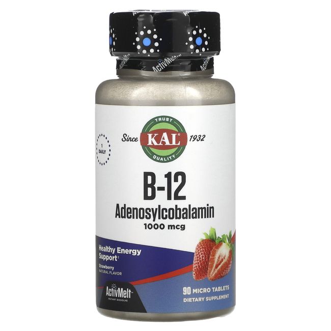 KAL B-12 Adenosylcobalamin Strawberry 1000 mcg 90 Micro Tablets Vegetarian