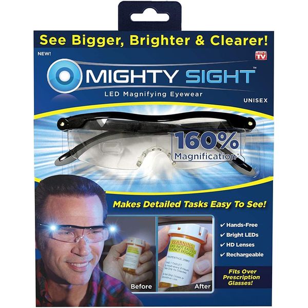 Ontel Mighty Sight LED Magnifying Eyewear, Black, Pack of 2