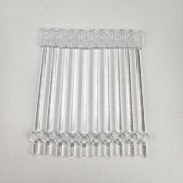 X10 NEW LEGO 42445 Trans Clear Bar 12L 1 X 2 Plate End Solid Studs Round End