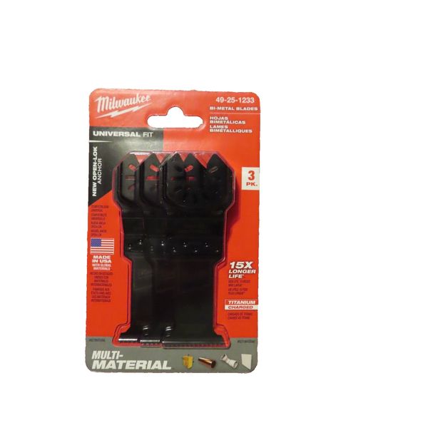 3pk Milwaukee Tool 49-25-1233  1 3/8" Open-Lok Titanium Enhanced Multi-Material